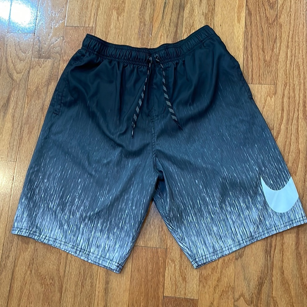 Nike Black Ombre Swim Trunks with Grey Swoosh